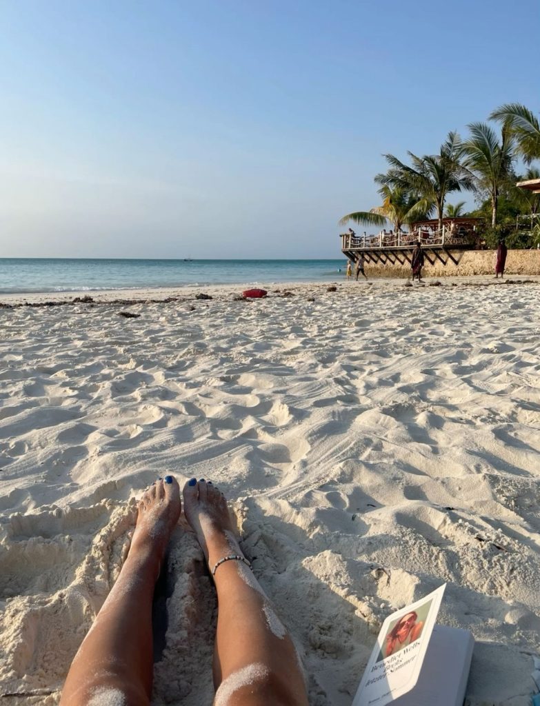 Crystal clear waters and white sand beach in Jambiani Zanzibar