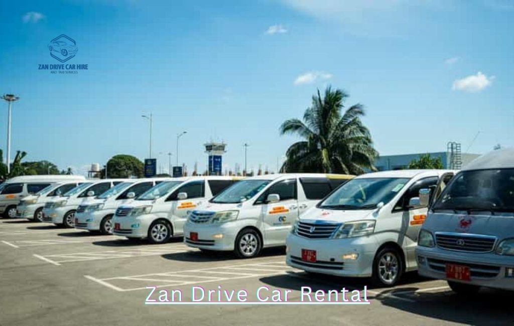 official taxi stand ZNZ Zanzibar airport licensed taxis waiting for passengers
